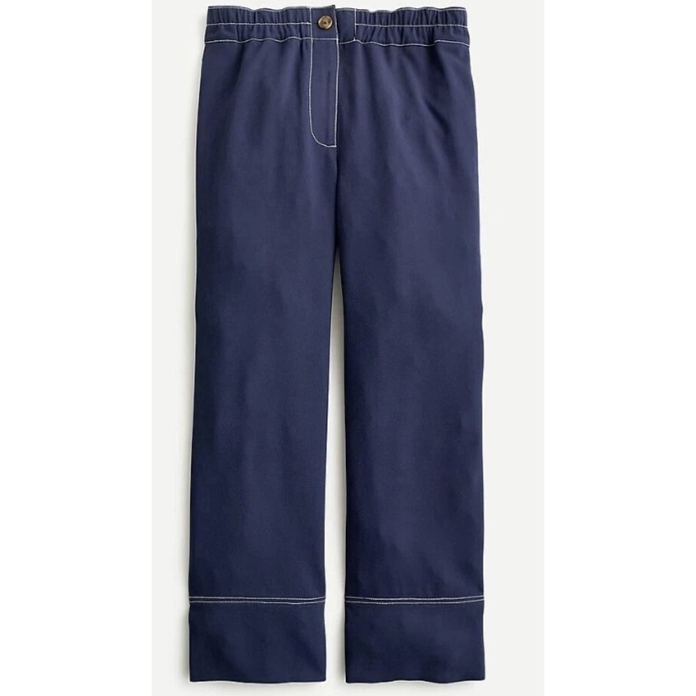 J.Crew Pull-on Crop Pant 365 Crepe Sailor Wide Leg Navy Blue Coastal Size 10 - Picture 3 of 10